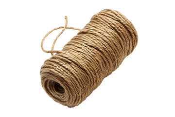 Natural Twine Rope Roll Isolated on a Transparent Background