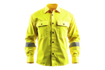 Neon Reflective Work Shirt with Protective Striping Isolated on a Transparent Background