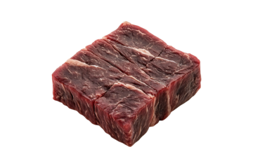 Raw gourmet red meat block with marbled texture Isolated on a Transparent Background