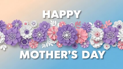Happy Mothers Day Card with Beautiful Floral Design and Pastel Colors