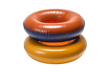 Vibrant dual color swimming pool rings for summer activities isolated on a transparent background
