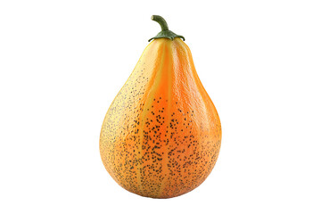 Whole golden papaya with glossy texture isolated on a transparent background