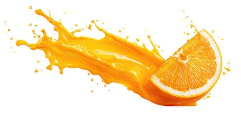 Orange juice splash with a slice
