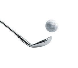 Golf club poised to strike a golf ball