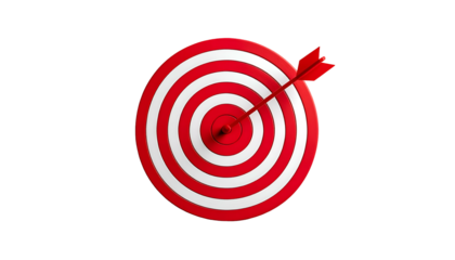 A classic bullseye target with an arrow hitting the center, against a black background