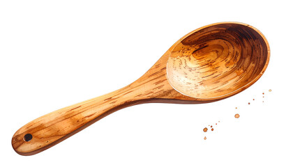 Close-up isolated image of a wooden spoon, showcasing its natural wood grain pattern