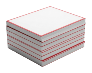 Stacked blank notebooks on for creative projects isolated on transparent background