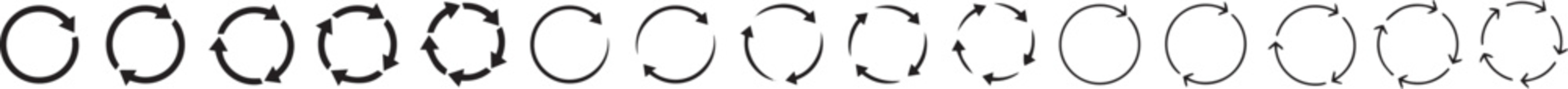 Set of circle arrows rotating icon, Round reload, Refresh, recycle, loop rotation, Circular rotation loading, redo process, Vector illustration