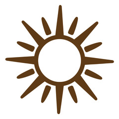 Vintage Brown sun icon with rays isolated on transparent background