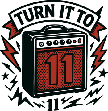 Guitar Amp Turn It To 11 Rock Music Vector Badge