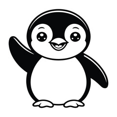 Fototapeta premium Adorable Cartoon Penguin Mascot – Kawaii Baby Penguin Illustration