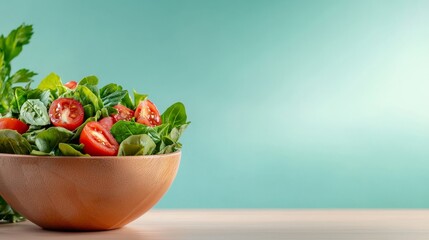 Delicious salad in a bowl for a healthy meal with copy space for text