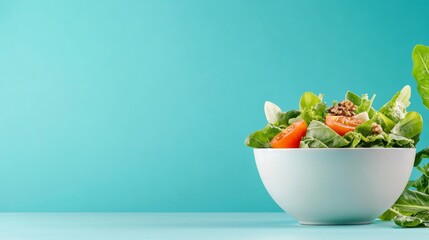 Delicious salad in a bowl for a healthy meal with copy space for text