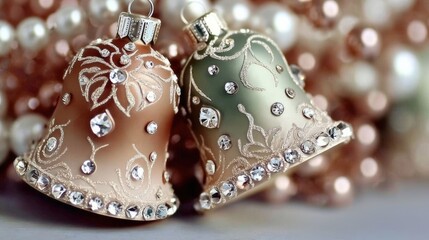 Fototapeta premium Decorative christmas bells symbolizing holiday luxury and elegance