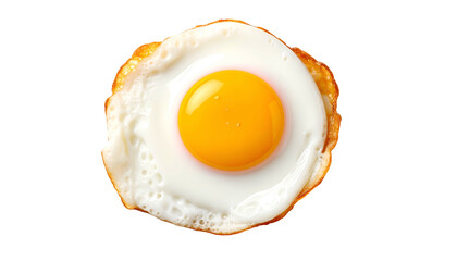 A perfectly fried egg, centered against a stark black background