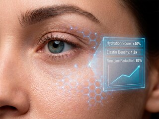 Extreme Macro of Eye Corner Scanned by Blue Laser Grid Showing