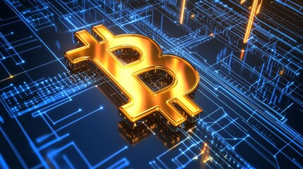 Bitcoin Symbol With Financial Chart