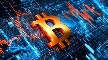Bitcoin Symbol With Financial Chart