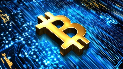 Bitcoin Symbol With Financial Chart