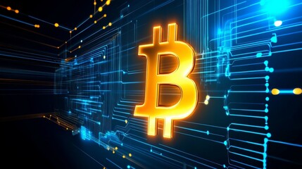 Bitcoin Symbol With Financial Chart