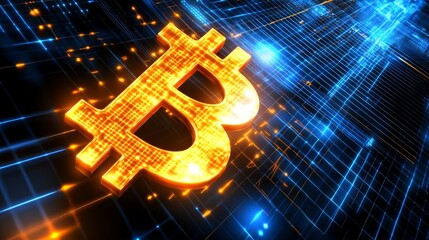 Bitcoin Symbol With Financial Chart