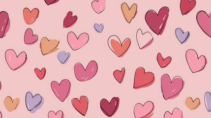 &ldquo;Colorful Tiny Hearts Seamless Pattern on Light Pink Background &ndash; Cute Romantic Design&rdquo;
