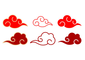 Traditional Chinese cloud ornament Xiangyun set featuring auspicious red spiral patterns for lunar new year celebration