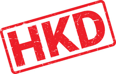 Distressed Red HKD Rubber Stamp Hong Kong Dollar Currency Symbol