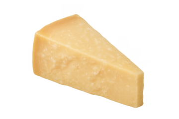 Parmesan cheese wedge on transparent background