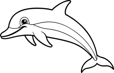 Obraz premium Cute cartoon dolphin jumping in a playful pose