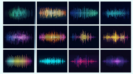 &ldquo;Podcast Sound Waves Collection &ndash; Voice Message Equalizer and Sound Spectrum Vector Illustration&rdquo;