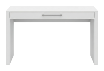 Modern white desk design home office furniture minimalist front view isolated on transparent background