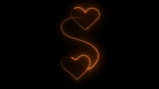 Neon Double Hearts Glowing Animation 