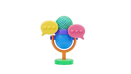 3D Microphone with Speech Bubbles - Podcast Concept