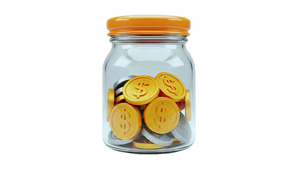 Coins in a Jar: Saving Money Concept