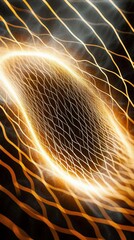 A golden grid with glowing light softly shining inside