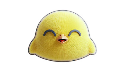 Happy Yellow Chick Smiling on White Background