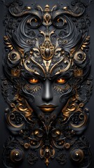 A beautifully designed mask with intricate patterns, stunning intricate detailing and elegant design