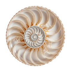 Obraz premium Spiral shells showcase nature museum top view isolated on transparent background