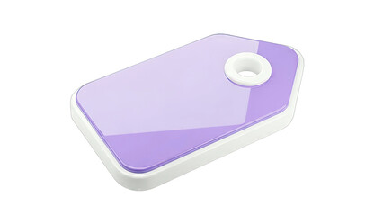 Purple and White Tag Shaped Object with Hole