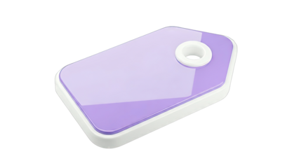 Purple and White Tag Shaped Object with Hole