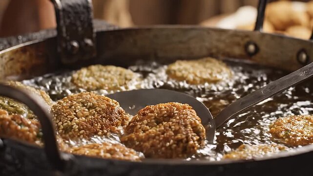 Deep Frying Food in Hot Oil.