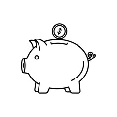 Obraz premium Simple Cartoon Piggy Bank with Coin Savings Illustration