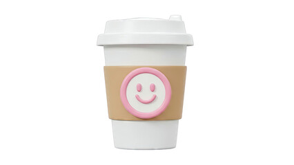 To-Go Coffee Cup with Pink Smiley Face Design