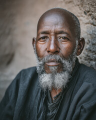 Black History Month portrait of Black elder seated calmly outdoors