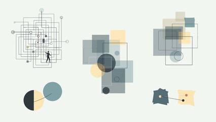 Geometric shapes and abstract designs in various colors and patterns.