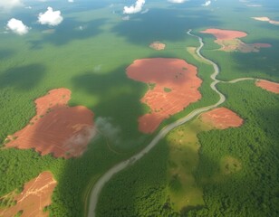 Illegal Logging Scars: Tropical Rainforest Destruction