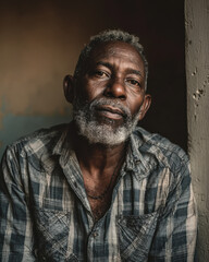 Black History Month portrait of Black elder seated near doorway