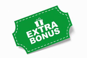 Extra bonus ticket with gift icon on green background