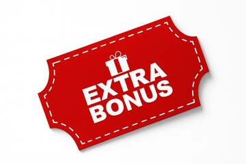 Extra bonus ticket with gift icon on red background